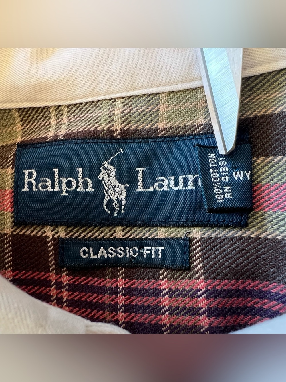 Ralph Lauren Mens Ivory 100% Cotton Classic Fit Button Down Shirt Navy Pony Sz M - Picture 7 of 14